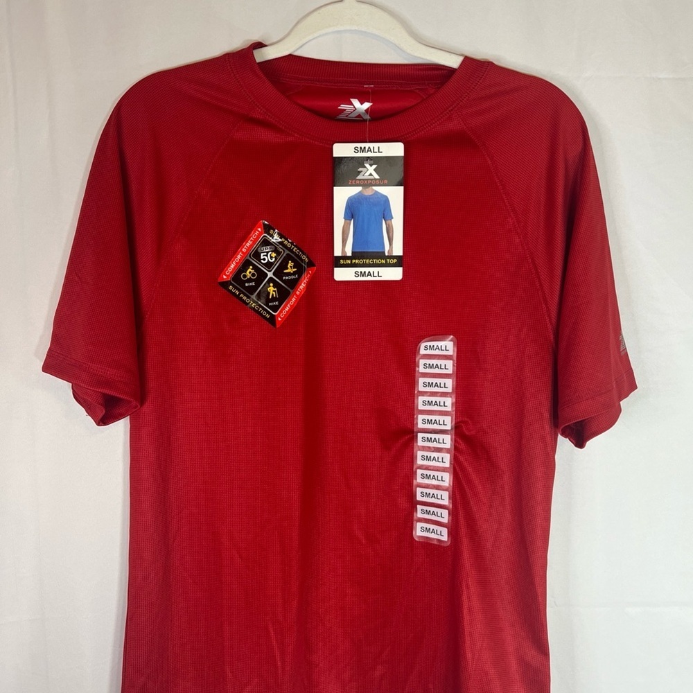 ZEROXPOSUR Cherry Red Sun Protection Top Men’s Size Small 5 Pack NWT
